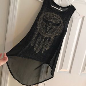 Hi-Lo Western Tank Top Sheer Back